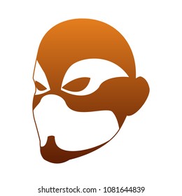 Male superhero face on orange lines