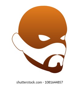Male superhero face on orange lines