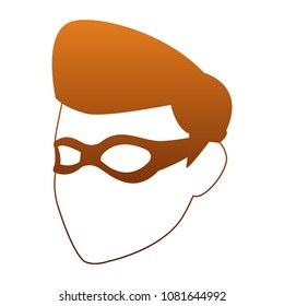 Male superhero face on orange lines