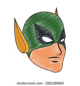 Male superhero face scribble