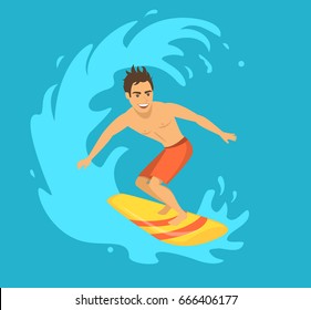 Male surfer riding a wave 