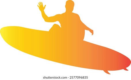 Male Surfer Silhouette Isolated on White Background. Vector Illustration with Gradient Color Design