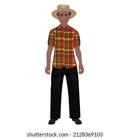 Male Surinamese folk costume. Vector illustration