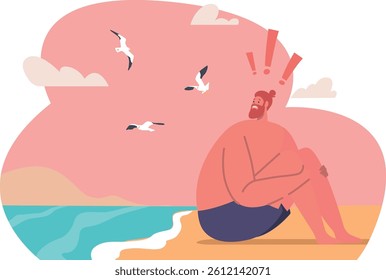 Male swimming in water phobia