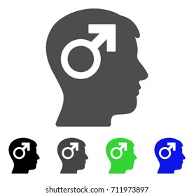 Male Symbol Head icon. Vector illustration style is a flat iconic male symbol head symbol with black, grey, green, blue color versions. Designed for web and software interfaces.
