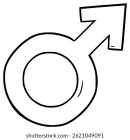 símbolo masculino ilustração desenhado à mão contorno vetor