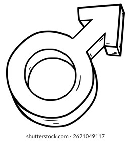 símbolo masculino ilustração desenhado à mão contorno vetor