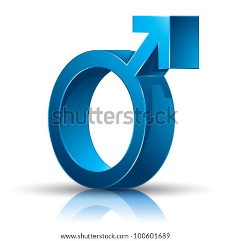 Male symbol Mars with transparent shadow and reflection ready to put over any background, 3d vector icon.
