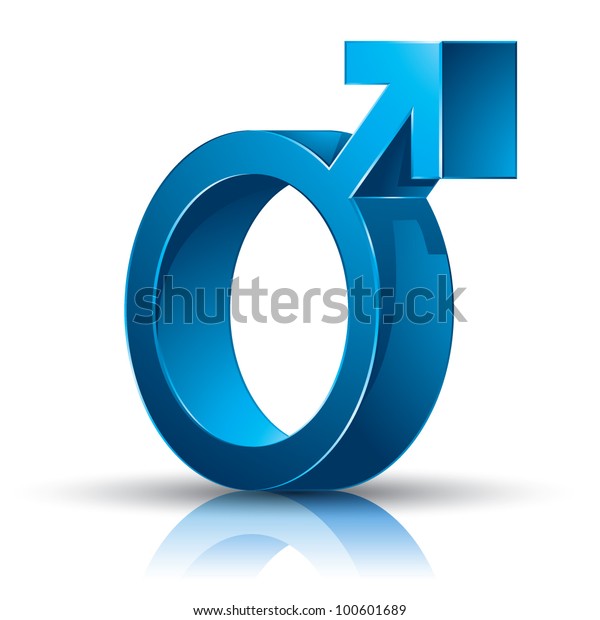 Male symbol Mars\
with transparent shadow and reflection ready to put over any\
background, 3d vector\
icon.
