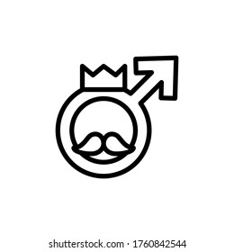 Male symbol, mustache, crown icon. Simple line, outline vector elements of cultural activities icons for ui and ux, website or mobile application