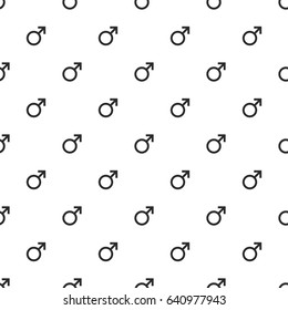Male symbol seamless pattern, isolated on white background. Vector illustration, easy to edit.