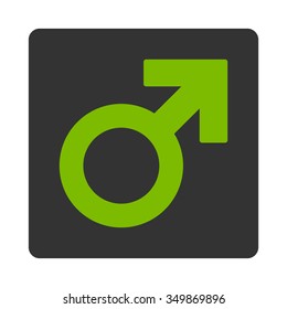 Male Symbol vector icon. Style is flat rounded square button, eco green and gray colors, white background.