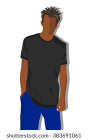male t shirt, realistically painted T shirt on young man