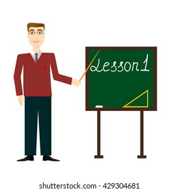 Male teacher at the blackboard 