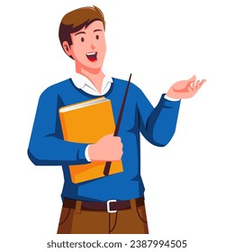 Male teacher and carrying books
