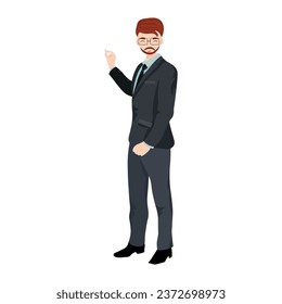Male teacher with chalk on white background