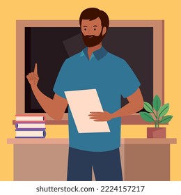 male teacher in classroom character
