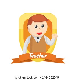 male teacher in emblem illustration