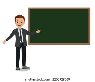 male teacher in front of the lesson board in the classroom