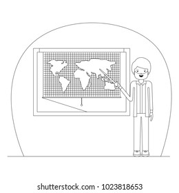 male teacher in geography class