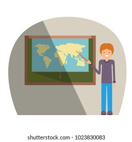 male teacher in geography class