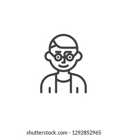 Male teacher with glasses line icon. 
