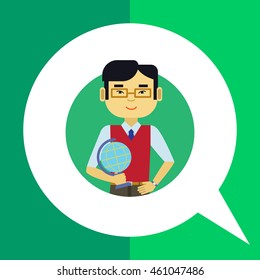 Male teacher with globe