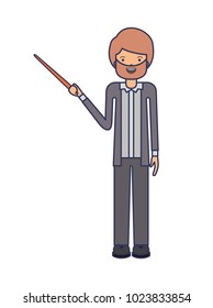 male teacher with pointing stick