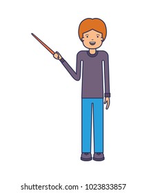 male teacher with pointing stick