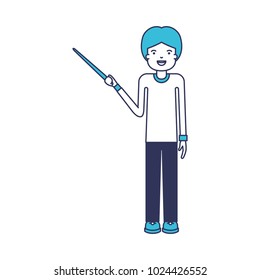 male teacher with pointing stick