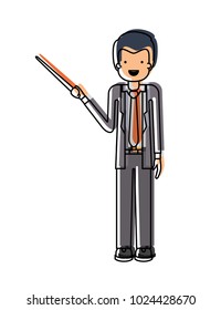 male teacher with pointing stick