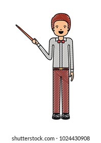 male teacher with pointing stick