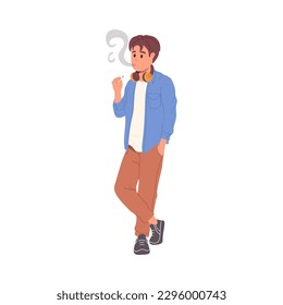 Male teenager character smoking cigarette having harmful bad habit and tobacco addiction