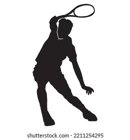 Male Tennis Court Player Icon Illustration. Racket Sport Vector Graphic Symbol Clip Art.