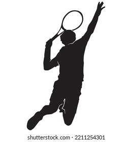 Male Tennis Court Player Icon Illustration. Racket Sport Vector Graphic Symbol Clip Art.