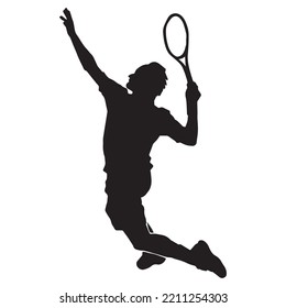 Ilustración del Icono del Jugador de la Pista de Tenis Masculino. Dibujo gráfico de vectores deportivos de raqueta, imagen de clip