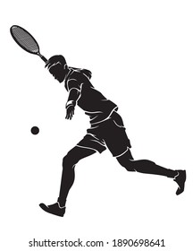 Männlicher Tennisspieler, Schaukel, einzelne Silhouette