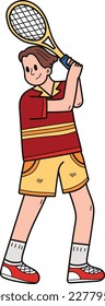 male tennis player illustration in doodle style isolated on background