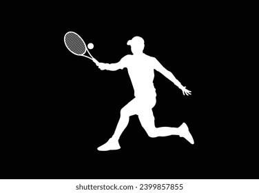 Male tennis player playing tennis hand drawn art illustration. Tenis player vector.