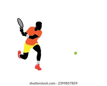 Male tennis player playing tennis hand drawn art illustration. Tenis player vector.