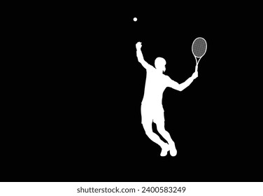 Male tennis player playing tennis hand drawn art illustration. Tenis player vector.