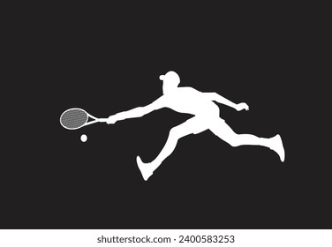 Male tennis player playing tennis hand drawn art illustration. Tenis player vector.