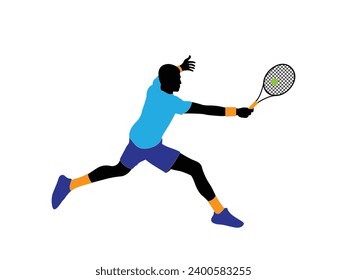 Male tennis player playing tennis hand drawn art illustration. Tenis player vector.