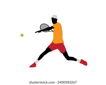 Male tennis player playing tennis hand drawn art illustration. Tenis player vector.