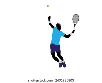 Male tennis player playing tennis hand drawn art illustration. Tenis player vector.