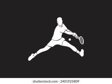 Male tennis player playing tennis hand drawn art illustration. Tenis player vector.