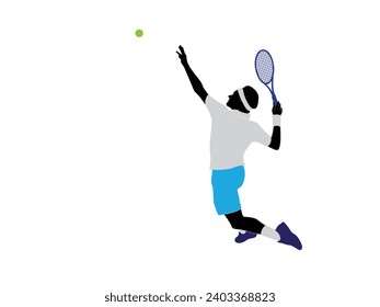 Male tennis player playing tennis hand drawn art illustration. Tenis player vector.