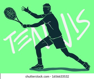 Male Tennis Player with Tennis Racket, Athlete Character Taking Part in Competition