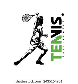 Diseño de ilustración vectorial de silueta de jugador de tenis masculino