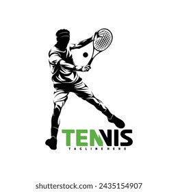 Male tennis player silhouette vector illustration design